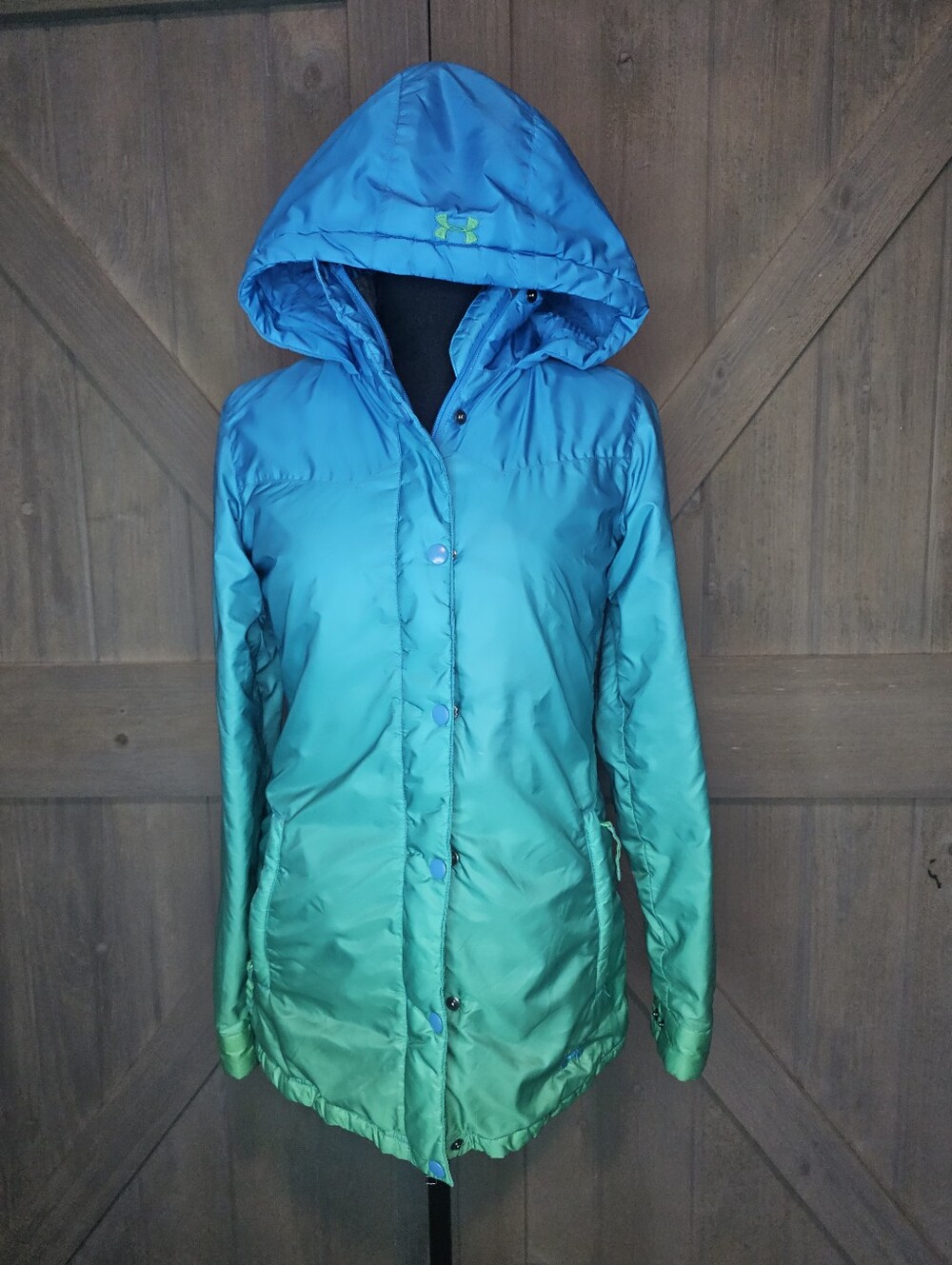 Under Armour UA Storm Hooded Jacket Blue Green Ombré Women's XS